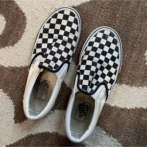 Vans Checkered Slip On Shoes, Black and White